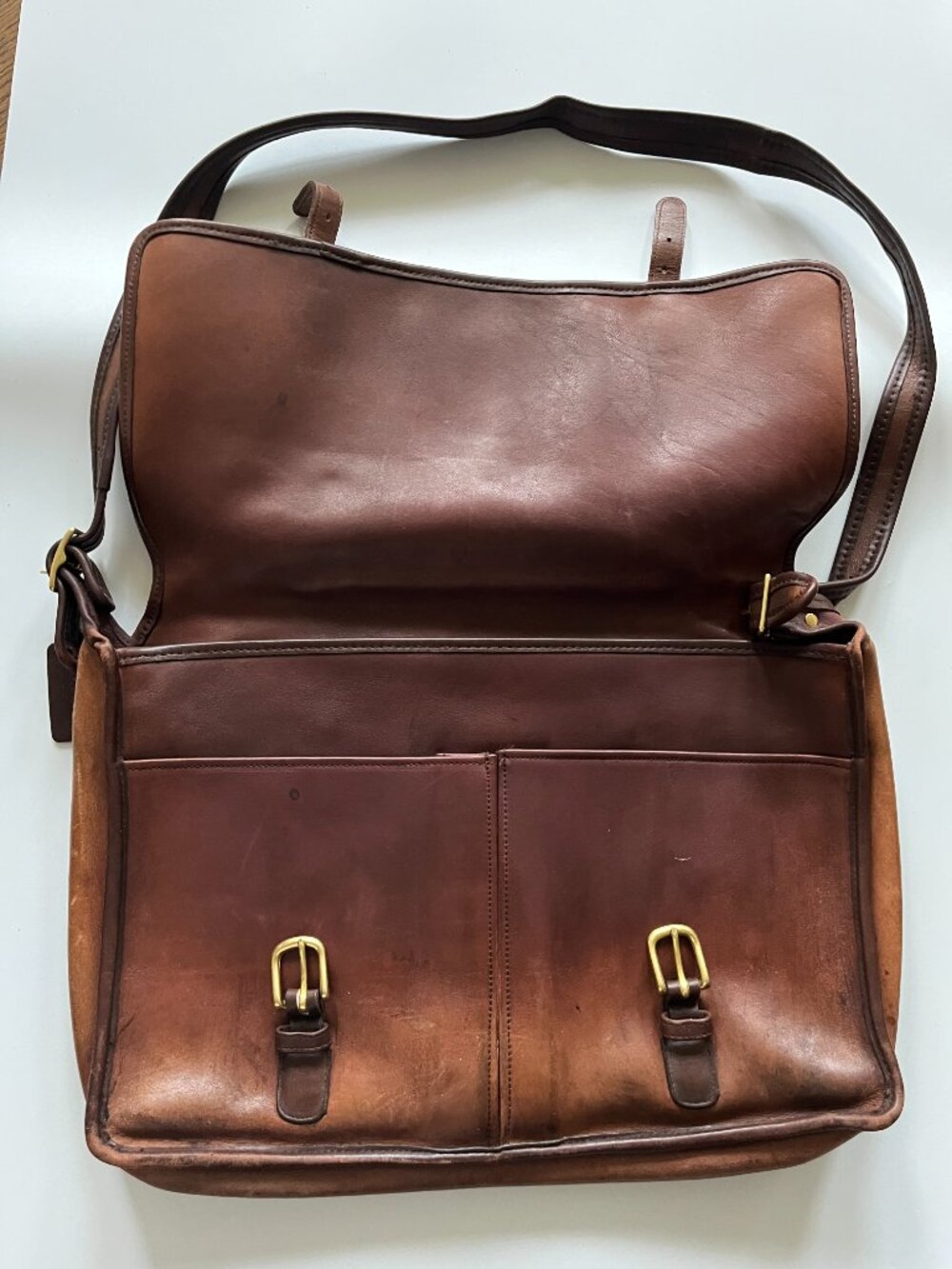 Coach Leather Crossbody Double Buckle Brown Breifcase / Laptop Bag - Picture 3 of 6